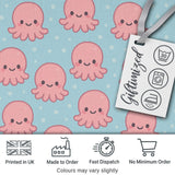 Cute Pink Octopus Cartoon Sea Animal Pattern Charming  Decor  Digital Print Material by the Metre UK Sewing Quilting Textile