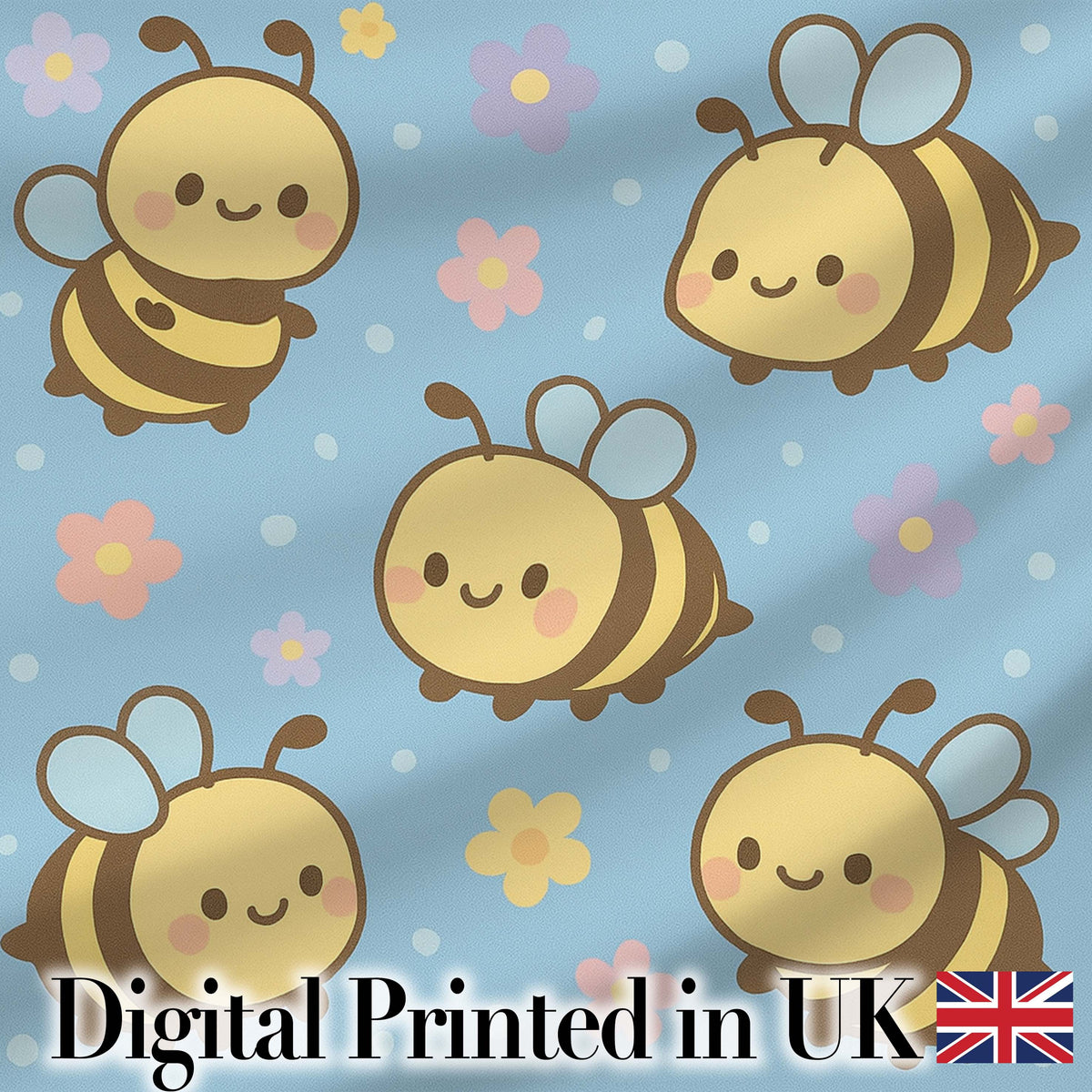 Cute Bee Flower Cartoon Animal Pattern Stylish Everyday  Lovely  Digital Print Material by the Metre UK Sewing Quilting Textile