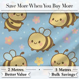 Cute Bee Flower Cartoon Animal Pattern Stylish Everyday  Lovely  Digital Print Material by the Metre UK Sewing Quilting Textile
