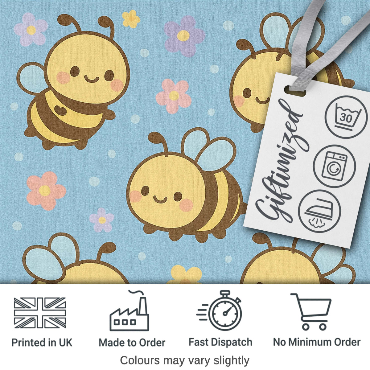 Cute Bee Flower Cartoon Animal Pattern Stylish Everyday  Lovely  Digital Print Material by the Metre UK Sewing Quilting Textile