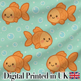 Cute Goldfish Cartoon Animal Ocean Pattern Beautiful Coffee Cup  Digital Print Material by the Metre UK Sewing Quilting Textile