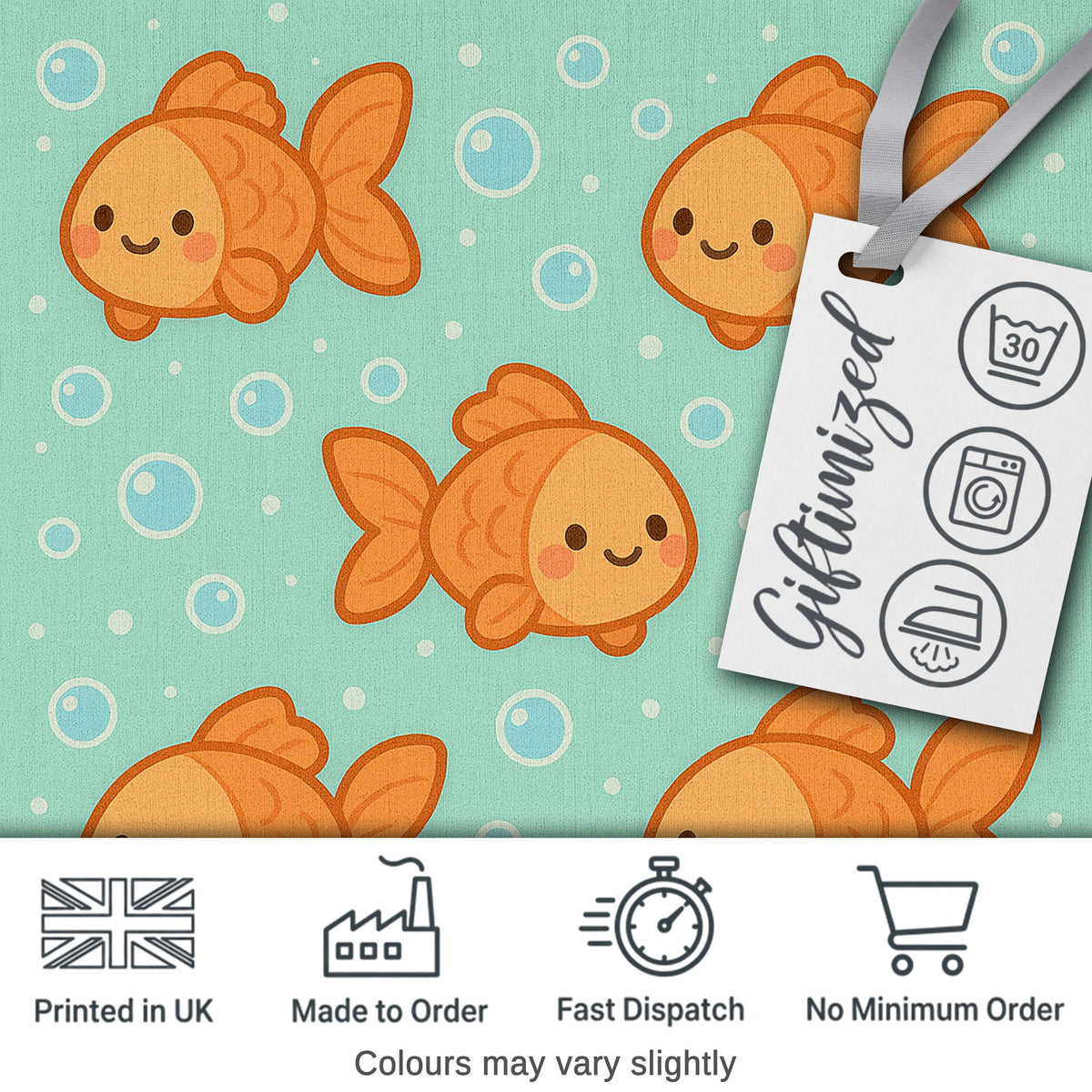 Cute Goldfish Cartoon Animal Ocean Pattern Beautiful Coffee Cup  Digital Print Material by the Metre UK Sewing Quilting Textile