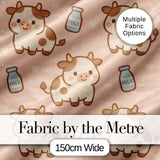 Cute Cow Milk Cartoon Farm Animal Pattern Charming  Decor  Digital Print Material by the Metre UK Sewing Quilting Textile