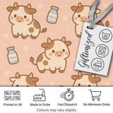 Cute Cow Milk Cartoon Farm Animal Pattern Charming  Decor  Digital Print Material by the Metre UK Sewing Quilting Textile