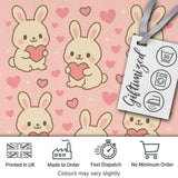 Cute Bunny Heart Cartoon Animal Love Pattern Perfect Gift for Her  Digital Print Material by the Metre UK Sewing Quilting Textile