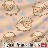 Cute Sheep Cloud Cartoon Farm Animal Pattern Cute Unique Gift Lovely  Digital Print Material by the Metre UK Sewing Quilting Textile