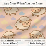 Cute Sheep Cloud Cartoon Farm Animal Pattern Cute Unique Gift Lovely  Digital Print Material by the Metre UK Sewing Quilting Textile