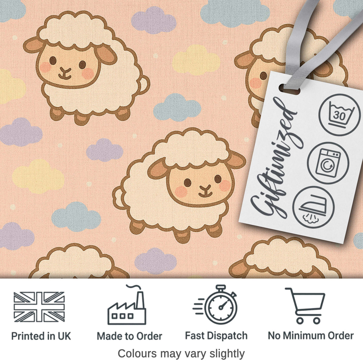Cute Sheep Cloud Cartoon Farm Animal Pattern Cute Unique Gift Lovely  Digital Print Material by the Metre UK Sewing Quilting Textile