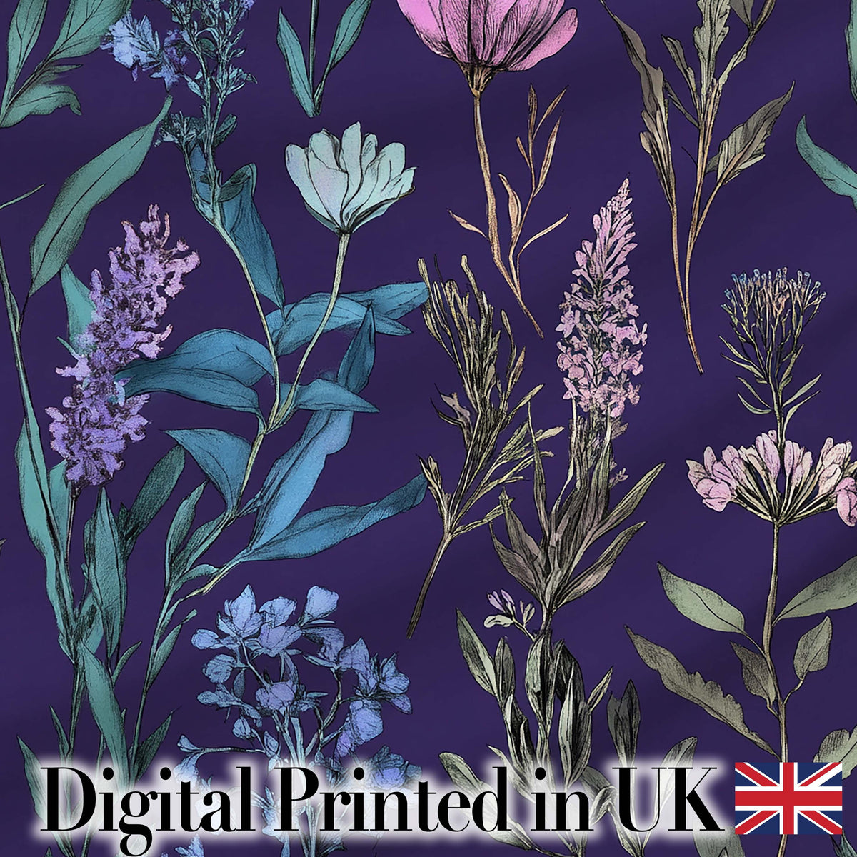 Elegant Tropical Floral Leaves Blue Background Seamless Pattern  Digital Print Material by the Metre UK Sewing Quilting Textile