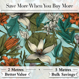 Tropical Floral Leaves Blue Background Seamless Pattern Lovely  Digital Print Material by the Metre UK Sewing Quilting Textile