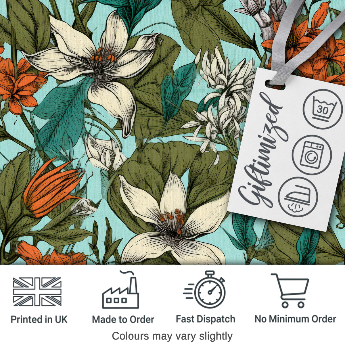 Tropical Floral Leaves Blue Background Seamless Pattern Lovely  Digital Print Material by the Metre UK Sewing Quilting Textile