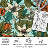 Tropical Floral Leaves Blue Background Seamless Pattern Lovely  Digital Print Material by the Metre UK Sewing Quilting Textile
