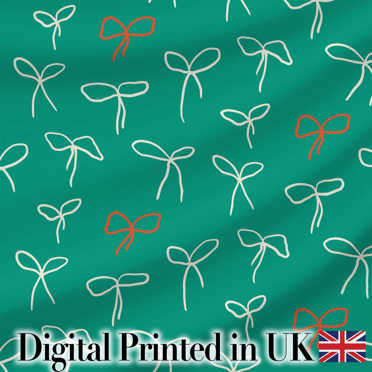 Minimal Bow Line Art Green Background Cute Seamless Pattern Lovely  Digital Print Material by the Metre UK Sewing Quilting Textile