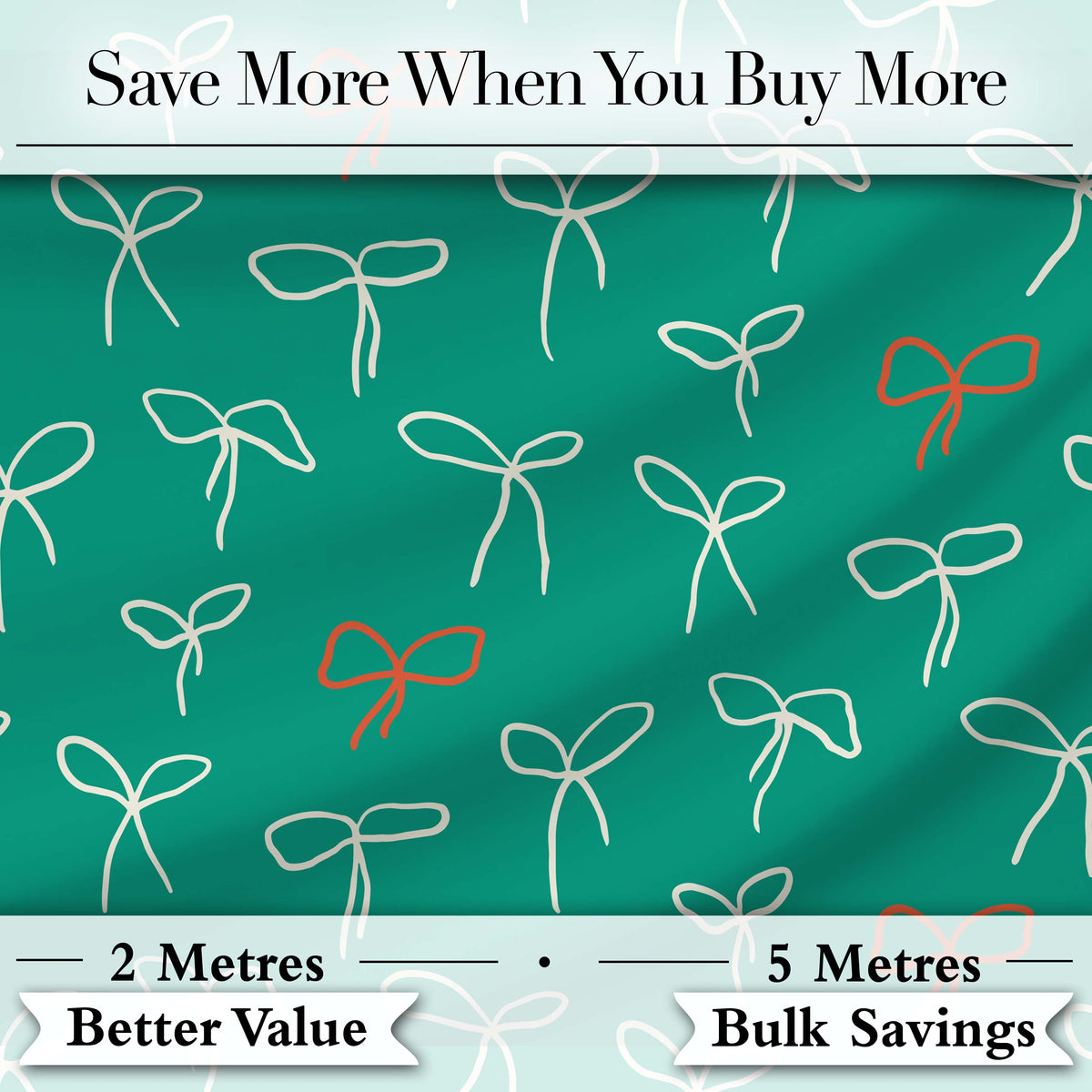 Minimal Bow Line Art Green Background Cute Seamless Pattern Lovely  Digital Print Material by the Metre UK Sewing Quilting Textile