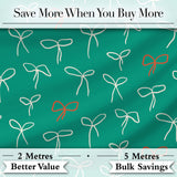 Minimal Bow Line Art Green Background Cute Seamless Pattern Lovely  Digital Print Material by the Metre UK Sewing Quilting Textile