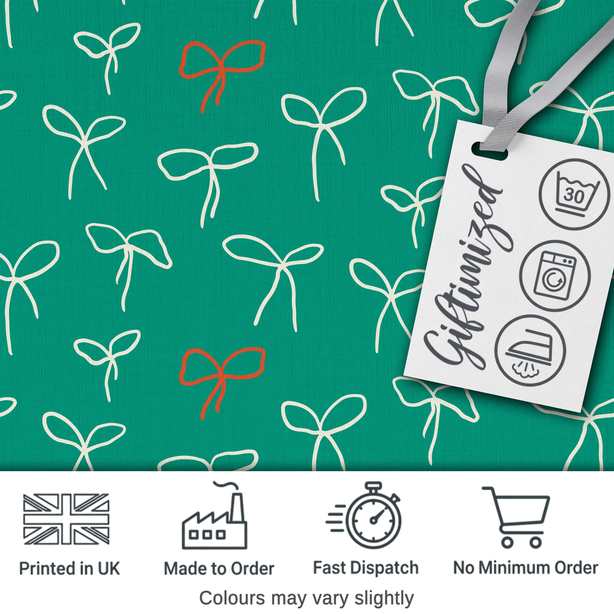 Minimal Bow Line Art Green Background Cute Seamless Pattern Lovely  Digital Print Material by the Metre UK Sewing Quilting Textile