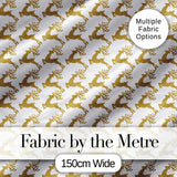 Gold Glitter Reindeer Christmas Seamless Pattern Cute Unique Gift  Digital Print Material by the Metre UK Sewing Quilting Textile