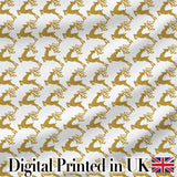 Gold Glitter Reindeer Christmas Seamless Pattern Cute Unique Gift  Digital Print Material by the Metre UK Sewing Quilting Textile