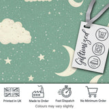 Soft Teal Moon Stars Dreamy Sky Seamless Pattern Cute Unique Gift  Digital Print Material by the Metre UK Sewing Quilting Textile