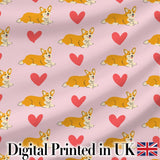 Playful Corgi Dogs Heart Seamless Pattern Perfect Gift for Her  Digital Print Material by the Metre UK Sewing Quilting Textile
