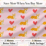 Playful Corgi Dogs Heart Seamless Pattern Perfect Gift for Her  Digital Print Material by the Metre UK Sewing Quilting Textile