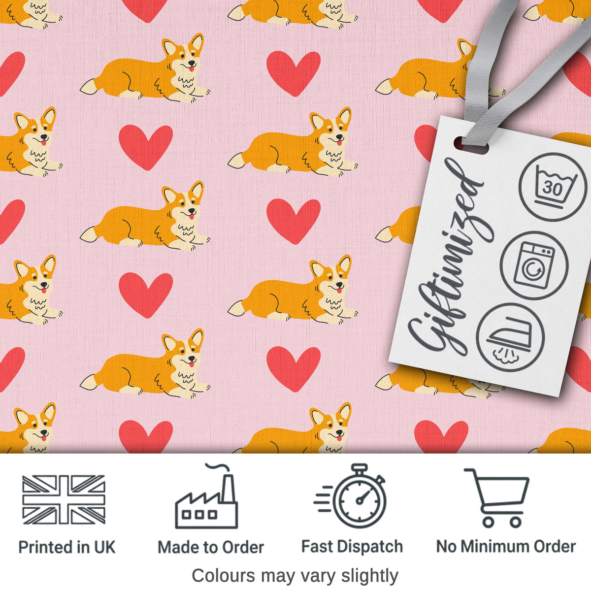 Playful Corgi Dogs Heart Seamless Pattern Perfect Gift for Her  Digital Print Material by the Metre UK Sewing Quilting Textile