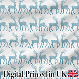 Blue Glitter Reindeer Christmas White Background Seamless Pattern  Digital Print Material by the Metre UK Sewing Quilting Textile