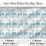 Blue Glitter Reindeer Christmas White Background Seamless Pattern  Digital Print Material by the Metre UK Sewing Quilting Textile