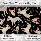 Bull Terrier Dogs Black Background Leaves Seamless Pattern Lovely  Digital Print Material by the Metre UK Sewing Quilting Textile