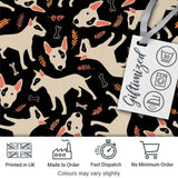 Bull Terrier Dogs Black Background Leaves Seamless Pattern Lovely  Digital Print Material by the Metre UK Sewing Quilting Textile
