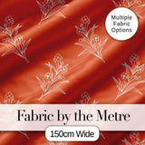 Minimal White Floral Line Art Orange Background Seamless Pattern  Digital Print Material by the Metre UK Sewing Quilting Textile