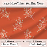Minimal White Floral Line Art Orange Background Seamless Pattern  Digital Print Material by the Metre UK Sewing Quilting Textile