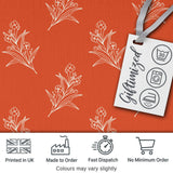 Minimal White Floral Line Art Orange Background Seamless Pattern  Digital Print Material by the Metre UK Sewing Quilting Textile