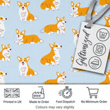Cute Corgi Dogs Blue Background Playful Seamless Pattern Lovely  Digital Print Material by the Metre UK Sewing Quilting Textile