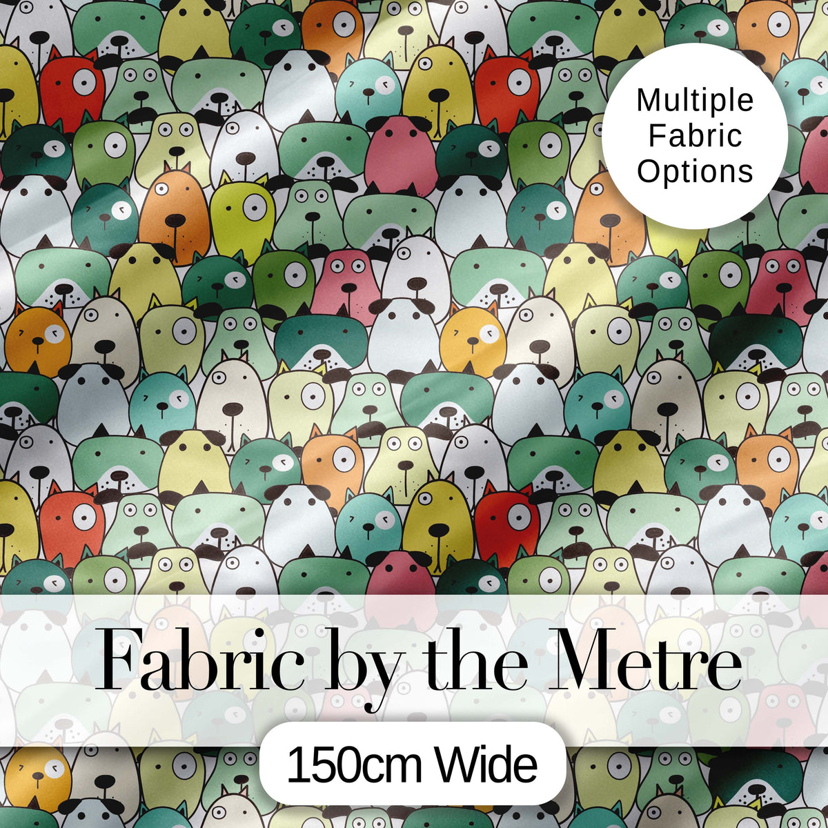 Cute Cartoon Dogs Crowd Multicolour Seamless Pattern Lovely  Digital Print Material by the Metre UK Sewing Quilting Textile