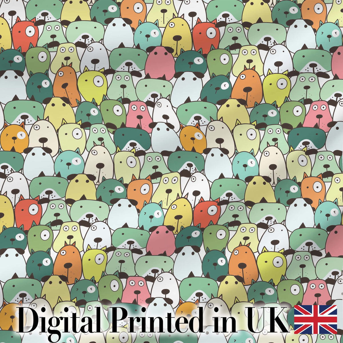 Cute Cartoon Dogs Crowd Multicolour Seamless Pattern Lovely  Digital Print Material by the Metre UK Sewing Quilting Textile