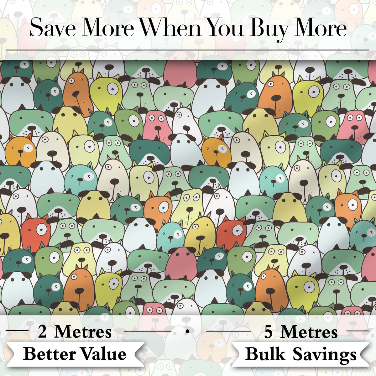 Cute Cartoon Dogs Crowd Multicolour Seamless Pattern Lovely  Digital Print Material by the Metre UK Sewing Quilting Textile