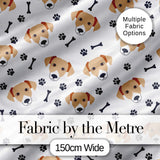 Cute Dog Faces Paw Prints Bones White Background Seamless Pattern  Digital Print Material by the Metre UK Sewing Quilting Textile