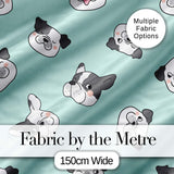 Cute French Bulldog Faces Teal Background Seamless Pattern Lovely  Digital Print Material by the Metre UK Sewing Quilting Textile