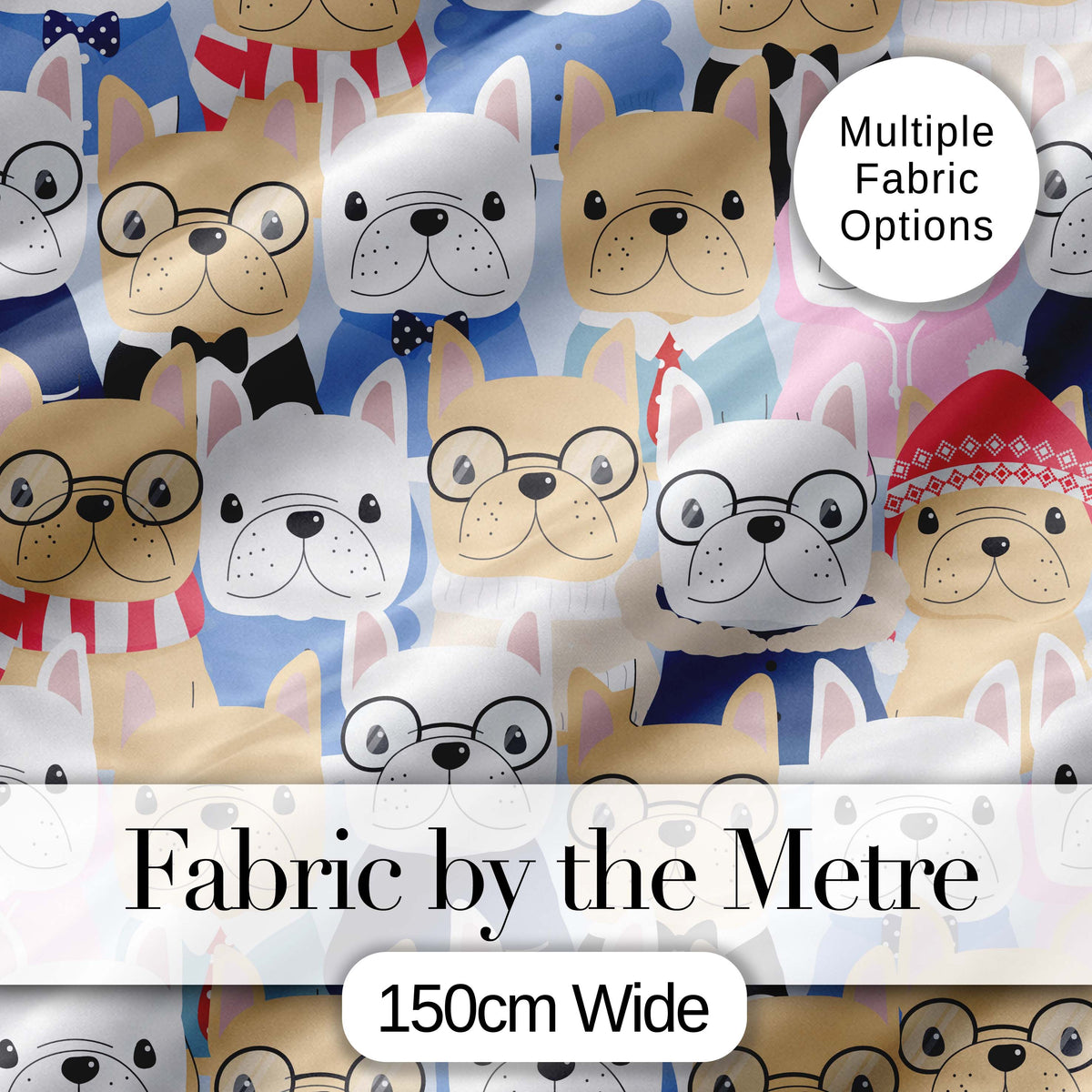 Stylish French Bulldog Dogs Fashion Outfit Seamless Pattern Lovely  Digital Print Material by the Metre UK Sewing Quilting Textile