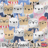 Stylish French Bulldog Dogs Fashion Outfit Seamless Pattern Lovely  Digital Print Material by the Metre UK Sewing Quilting Textile