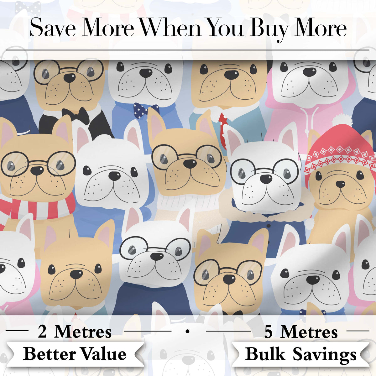 Stylish French Bulldog Dogs Fashion Outfit Seamless Pattern Lovely  Digital Print Material by the Metre UK Sewing Quilting Textile