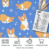 Cute Corgi Dogs Stars Blue Background Seamless Pattern Lovely  Digital Print Material by the Metre UK Sewing Quilting Textile