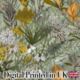 Vintage Botanical Floral Sage Green Detailed Seamless Pattern Lovely  Digital Print Material by the Metre UK Sewing Quilting Textile