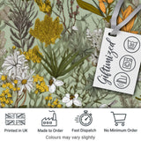 Vintage Botanical Floral Sage Green Detailed Seamless Pattern Lovely  Digital Print Material by the Metre UK Sewing Quilting Textile