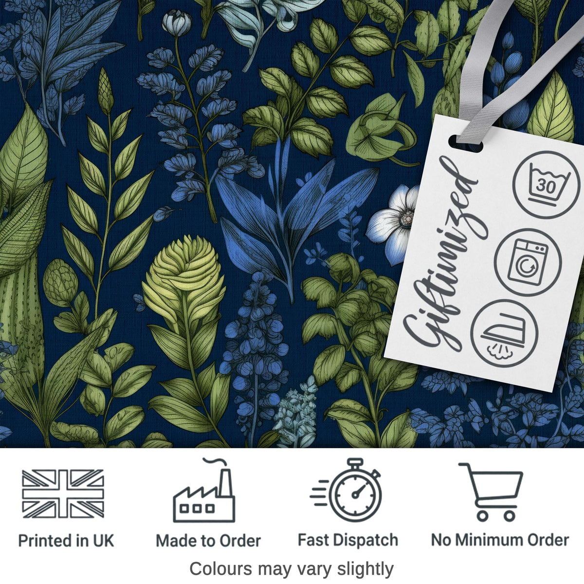 Elegant Botanical Leaves Blue Green Floral Seamless Pattern Lovely  Digital Print Material by the Metre UK Sewing Quilting Textile