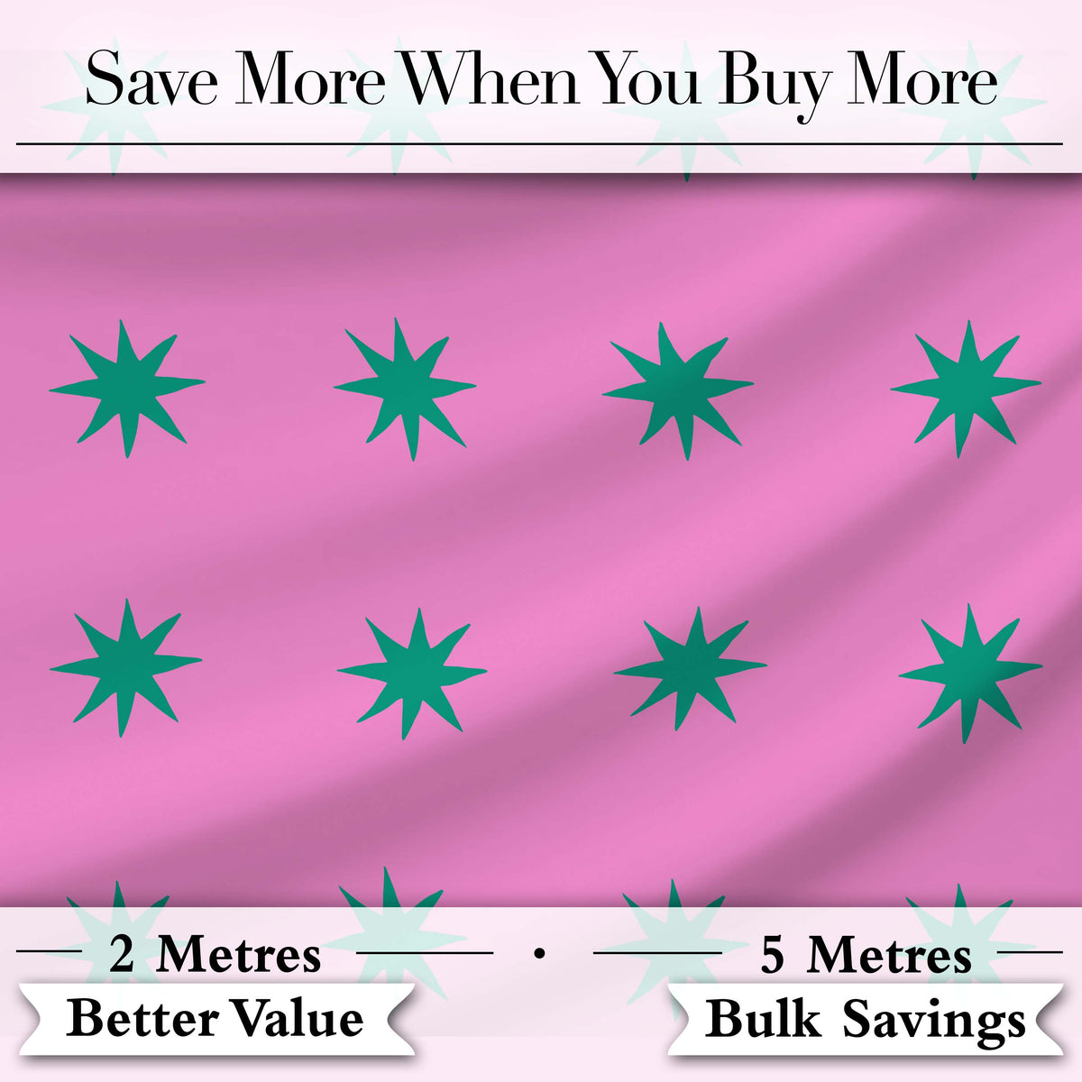 Green Star Shapes on Pink Background Seamless Pattern Lovely  Digital Print Material by the Metre UK Sewing Quilting Textile