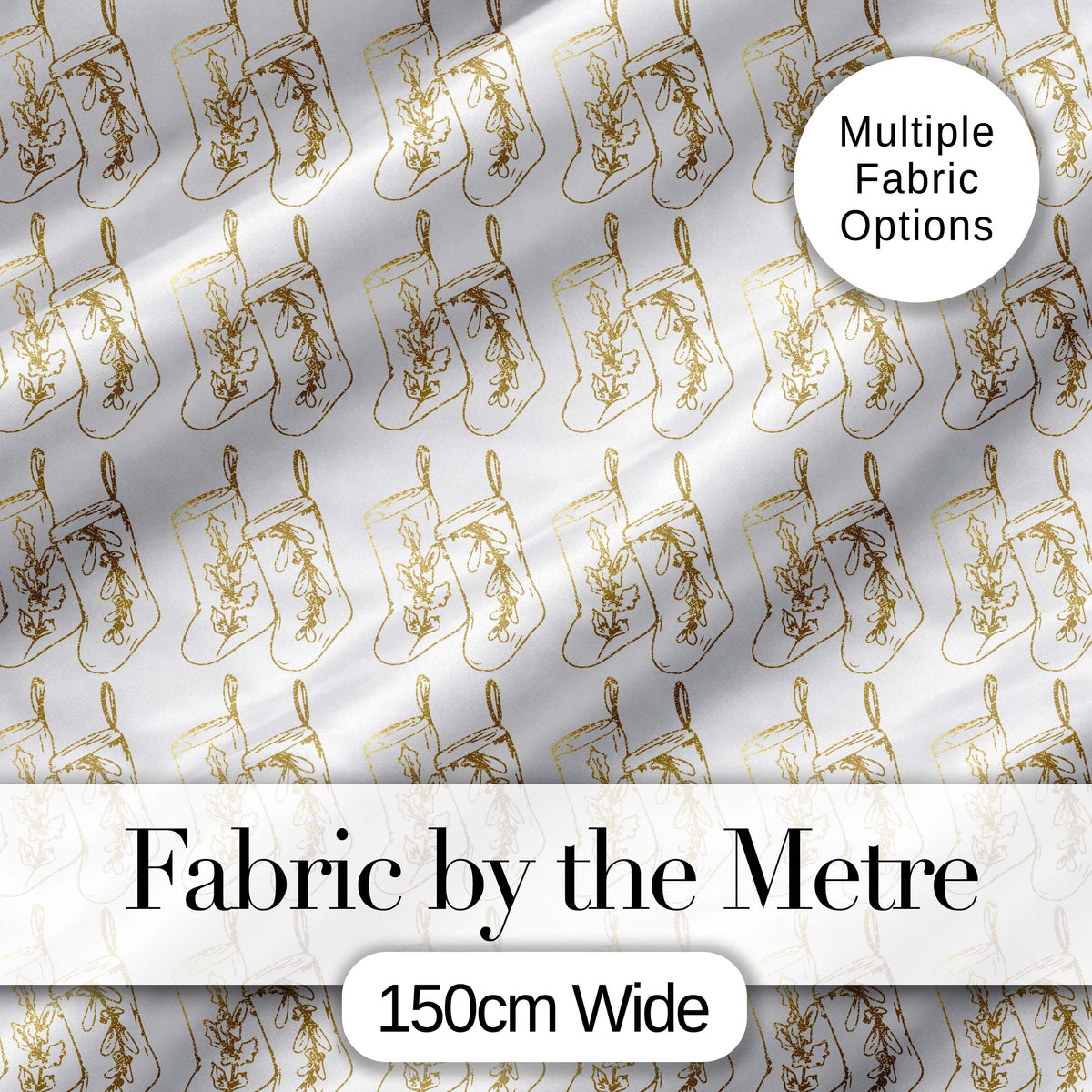 Gold Christmas Stockings Outline Seamless Pattern Cute Unique Gift  Digital Print Material by the Metre UK Sewing Quilting Textile