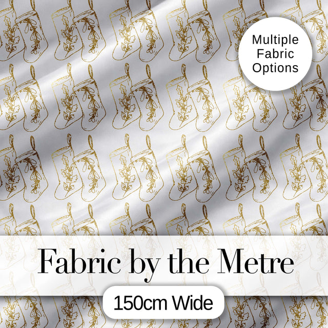 Gold Christmas Stockings Outline Seamless Pattern Cute Unique Gift  Digital Print Material by the Metre UK Sewing Quilting Textile