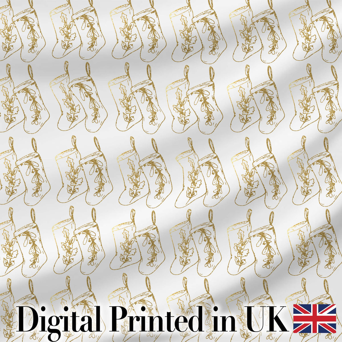 Gold Christmas Stockings Outline Seamless Pattern Cute Unique Gift  Digital Print Material by the Metre UK Sewing Quilting Textile